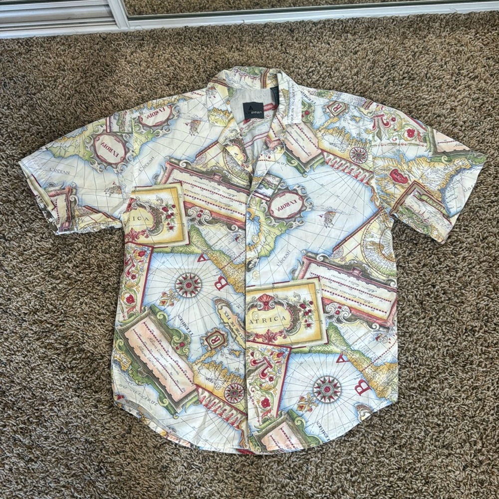 Vintage World Map Button Down - image 1